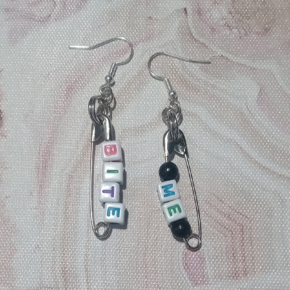 Colorful Beaded Safety Pin Earrings